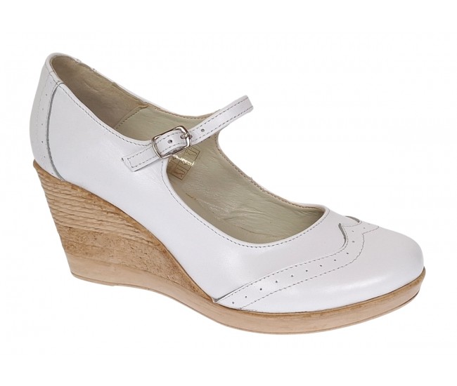 Pantofi dama casual din piele naturala Alb Box - P104ABOX