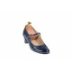 Oferta marimea 39 - Pantofi dama, eleganti, din piele naturala in combinatie cu piele lac, culoare bleumarin - LP104BLBL