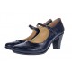 Marimea 39 Pantofi dama eleganti din piele naturala bleumarin cu toc de 7cm P104BLM7