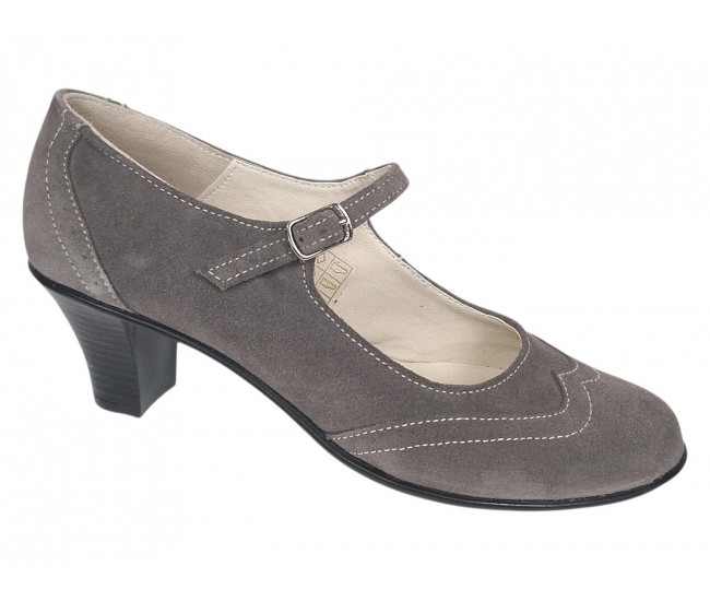 Marimea 37 Pantofi dama eleganti din piele naturala intoarsa Gri P104GRI5VEL
