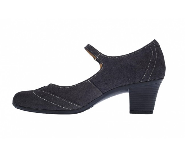 Pantofi dama eleganti din piele naturala intoarsa, gri, toc de  5cm, foarte comozi P104GRIVEL