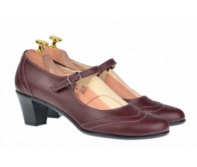 Pantofi dama eleganti din piele naturala grena - P104GRN