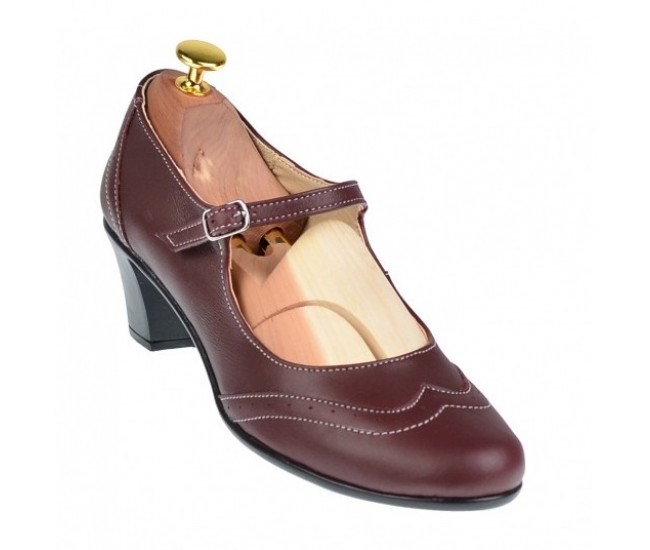 Pantofi dama eleganti din piele naturala grena - P104GRN