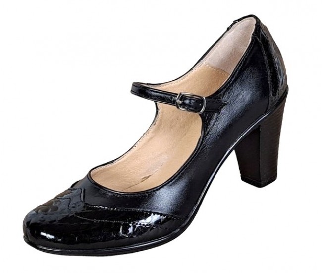Pantofi dama, eleganti, din piele naturala cu toc 5cm sau 7cm - Made in Romania P104NLCRT7