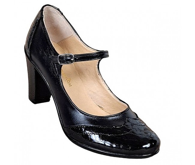 Pantofi dama, eleganti, din piele naturala cu toc 5cm sau 7cm - Made in Romania P104NLCRT7
