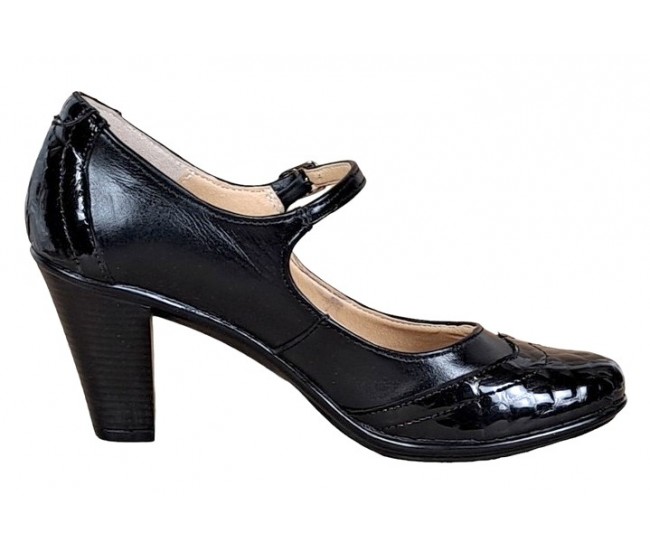Pantofi dama, eleganti, din piele naturala cu toc 5cm sau 7cm - Made in Romania P104NLCRT7
