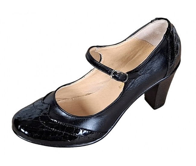 Pantofi dama, eleganti, din piele naturala cu toc 5cm sau 7cm - Made in Romania P104NLCRT7