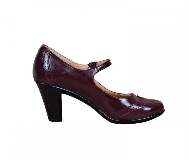 Pantofi dama visinii, eleganti, din piele naturala TOC 7cm - P104VIS7
