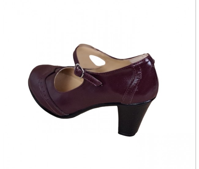 Pantofi dama visinii, eleganti, din piele naturala TOC 7cm - P104VIS7