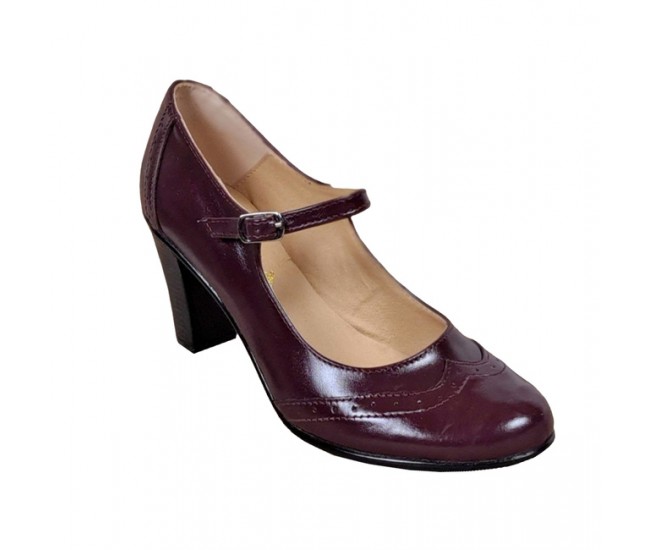 Pantofi dama visinii, eleganti, din piele naturala TOC 7cm - P104VIS7