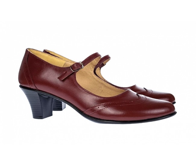 Pantofi dama eleganti din piele naturala cu toc de 5cm - P104VIST5