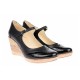 Pantofi dama din piele naturala, cu platforma tip wedge si bareta – eleganti si confortabili, negri