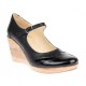 Pantofi dama din piele naturala, cu platforma tip wedge si bareta – eleganti si confortabili, negri