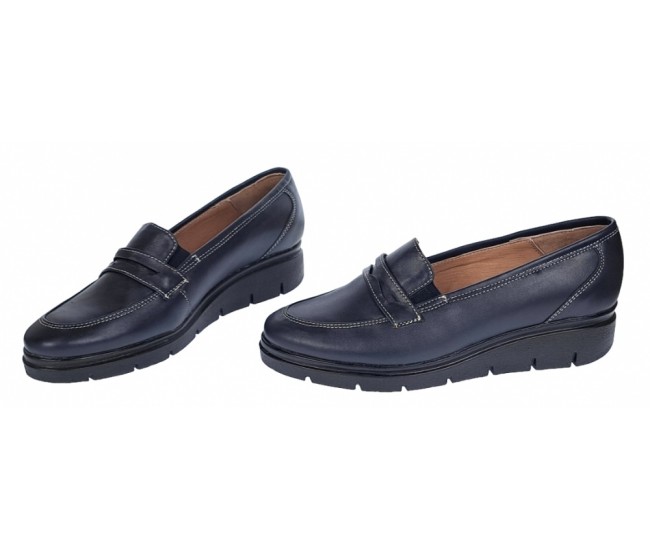 Pantofi dama casual din piele naturala, bleumarin inchis - P105BLBOX