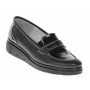 Pantofi dama casual din piele naturala, foarte comozi, negru box cu lac - P105NBLA