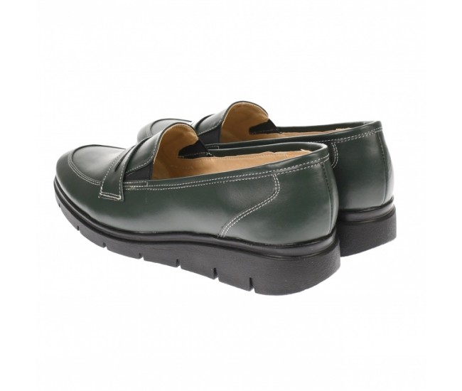 Pantofi dama, casual, din piele naturala, verde, foarte comozi - P105VBOX