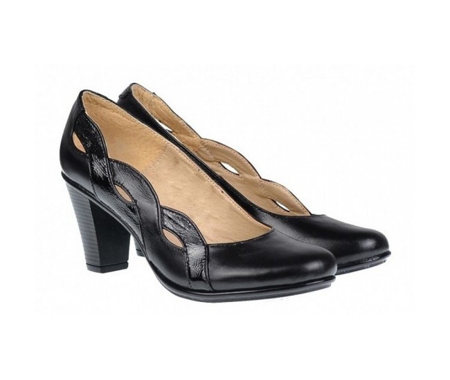 Marimea 37 Pantofi dama din piele naturala, negri eleganti P134233NLAC