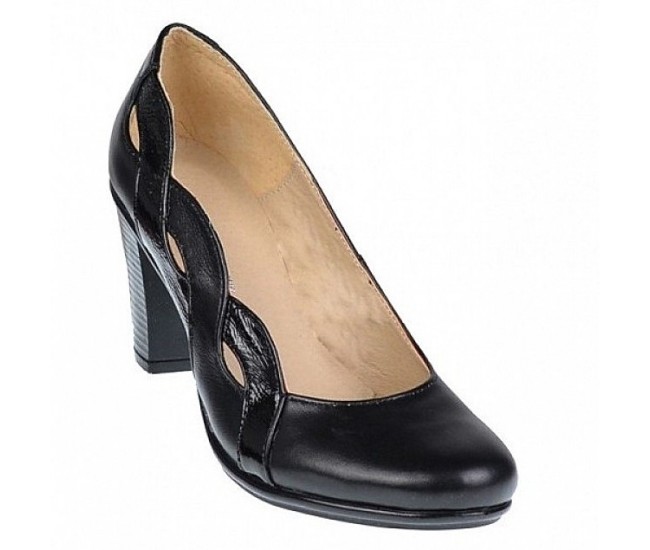 Marimea 37 Pantofi dama din piele naturala, negri eleganti P134233NLAC