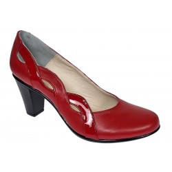 Pantofi dama din piele naturala cu toc de 7cm Katty Rosu P134233RL