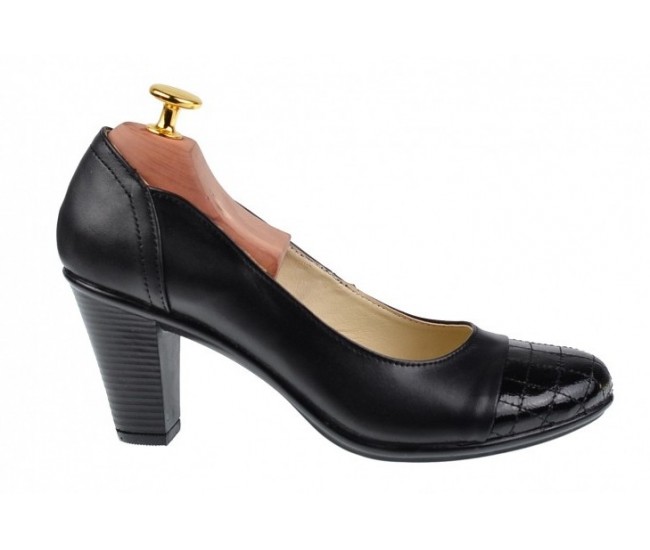 Marimea 38 Pantofi dama eleganti din piele naturala cu varf lacuit, croco, toc 7cm P13423LACN