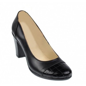 Marimea 38 Pantofi dama eleganti din piele naturala cu varf lacuit, croco, toc 7cm P13423LACN