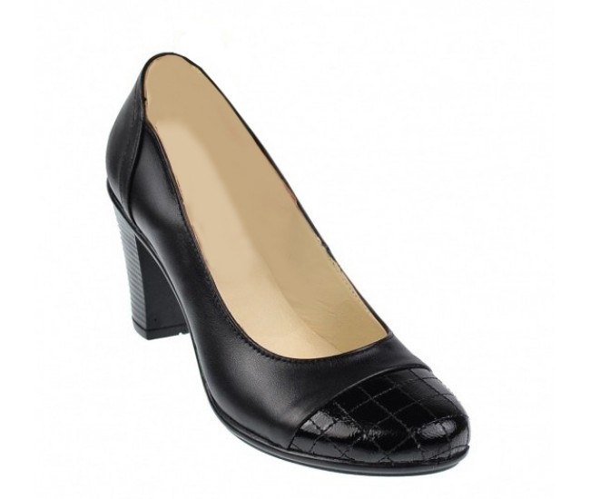 Marimea 38 Pantofi dama eleganti din piele naturala cu varf lacuit, croco, toc 7cm P13423LACN