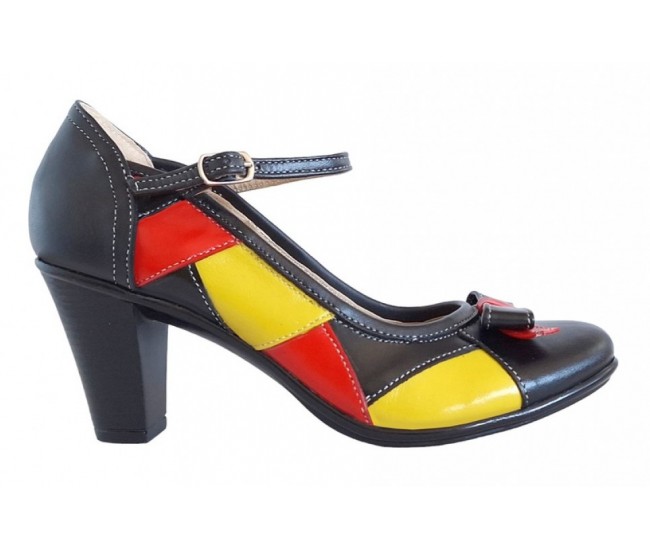 Marimea 36 Pantofi dama din piele naturala, toc de 7cm - P13423NRG