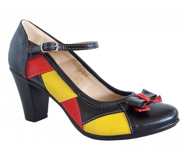 Marimea 36 Pantofi dama din piele naturala, toc de 7cm - P13423NRG
