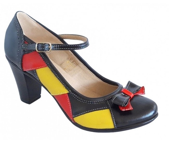 Marimea 36 Pantofi dama din piele naturala, toc de 7cm - P13423NRG