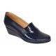 Pantofi dama din piele naturala box si croco lac - Model Bleumarin P14BLCR