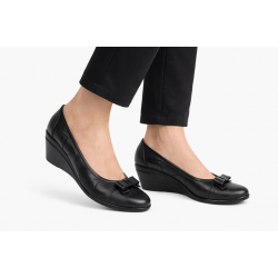 Pantofi dama piele naturala negri cu platforma – comozi eleganti pentru birou si zi de zi P1761BN