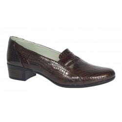 Pantofi dama comozi casual din piele naturala maro croco P18CRM