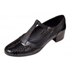 Pantofi dama cu bareta pentru dans Negru din piele naturala Croco P18CTCRN Pantofi dama cu bareta pentru dans Negru din piele naturala Croco P18CTCRN