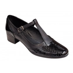Pantofi dama cu bareta pentru dans Negru din piele naturala Croco P18CTCRN Pantofi dama cu bareta pentru dans Negru din piele naturala Croco P18CTCRN