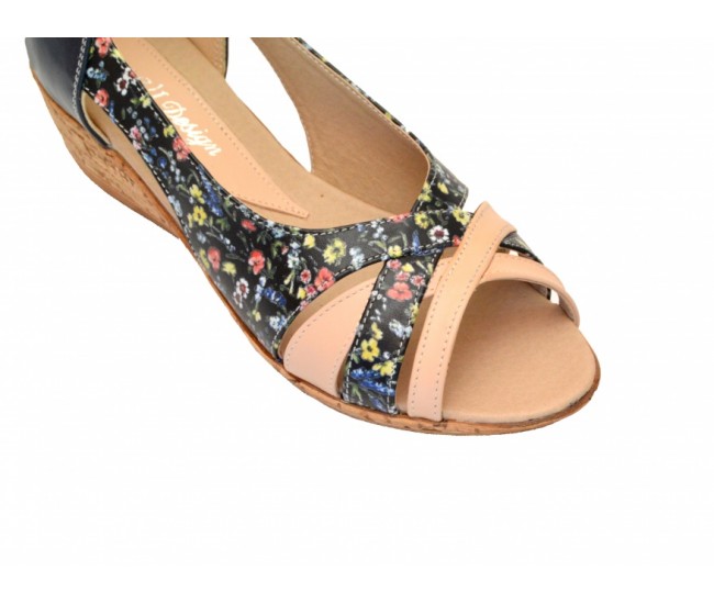 Pantofi dama de primavara - vara, decupati cu platforme de 4.5cm, lucrati din piele naturala P2020NCOLBEJ