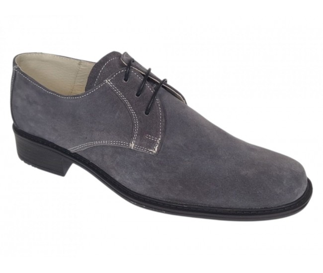 Pantofi barbati gri eleganti din piele naturala intoarsa velur P34GRIVEL
