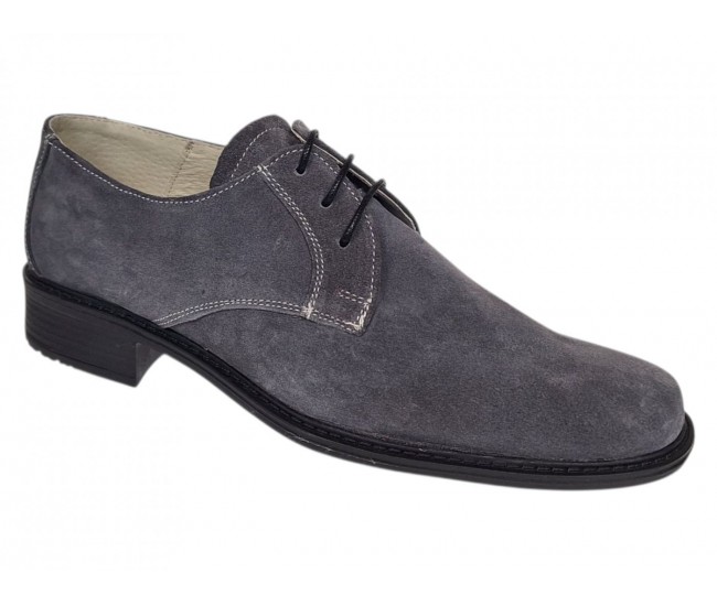 Pantofi barbati gri eleganti din piele naturala intoarsa velur P34GRIVEL