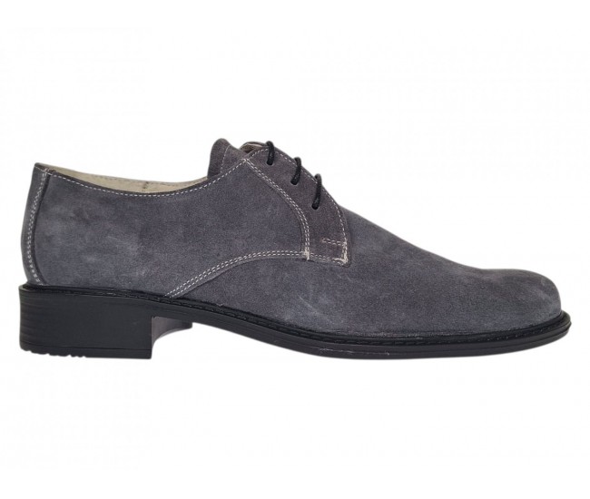 Pantofi barbati gri eleganti din piele naturala intoarsa velur P34GRIVEL