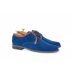 Pantofi barbati casual, eleganti din piele naturala intoarsa, bleumarin P34MBL