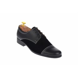 Pantofi barbati eleganti din piele naturala combinata, culoare neagra, P34N2N