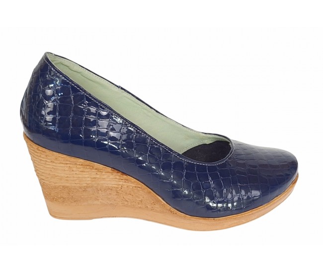 Pantofi dama casual din piele naturala platforme de 7 cm Mara Bleumarin - P3550BLCR
