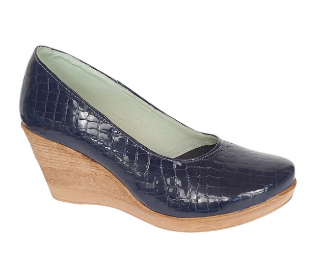 Pantofi dama casual din piele naturala platforme de 7 cm Mara Bleumarin - P3550BLCR