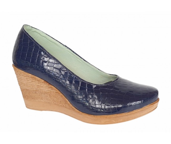 Pantofi dama casual din piele naturala platforme de 7 cm Mara Bleumarin - P3550BLCR