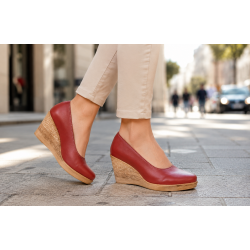 Pantofi dama casual din piele naturala maro coniac cu platforme de 7 cm P3550CON