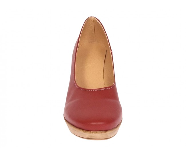 Pantofi dama casual din piele naturala maro coniac cu platforme de 7 cm P3550CON
