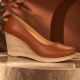 Pantofi damă coniac din piele naturală cu platformă de 7 cm P3550CON