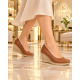 Pantofi damă coniac din piele naturală cu platformă de 7 cm P3550CON