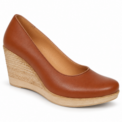 Pantofi damă coniac din piele naturală cu platformă de 7 cm P3550CON