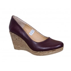 Pantofi dama casual din piele naturala cu platforma de 7 cm MARA GRENA