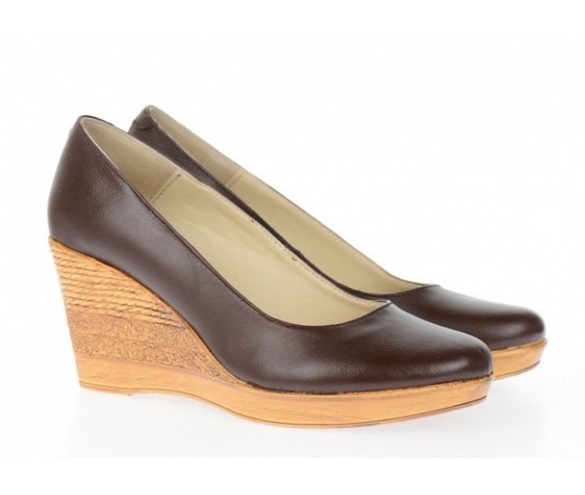 Pantofi dama casual din piele naturala box , cu platforma de 7 cm - MARA ROSU P3550M